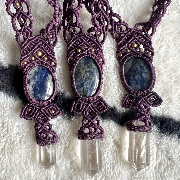 Sodalite + ST Quartz Hemp Necklace - Picture 3 of 6
